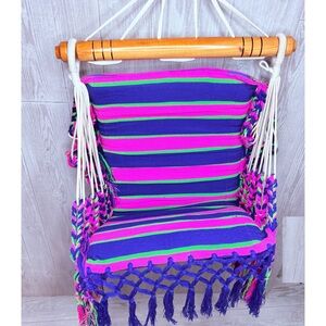 Frindge woven hammock style hanging patio chair seat small whimsical
